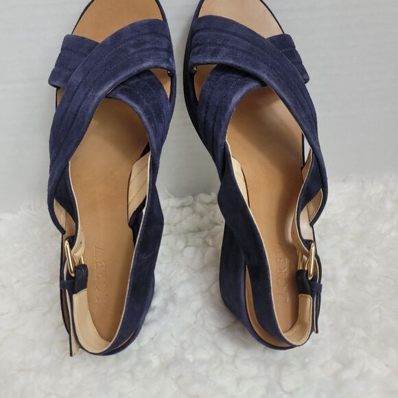 J.Crew Marcie Womens Shoes Size 9 Blue Suede Platform Wedge Sling back Sandal - Picture 8 of 12